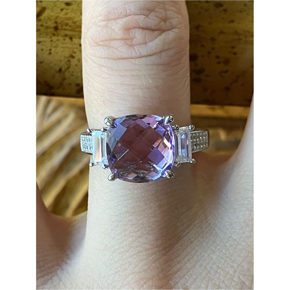 Natural Rose de France Amethyst Sterling Silver Ring Size 7